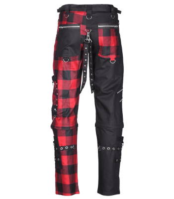 Men Gothic Pant Dead Threads Damned Checked Pant Red and Black Pant